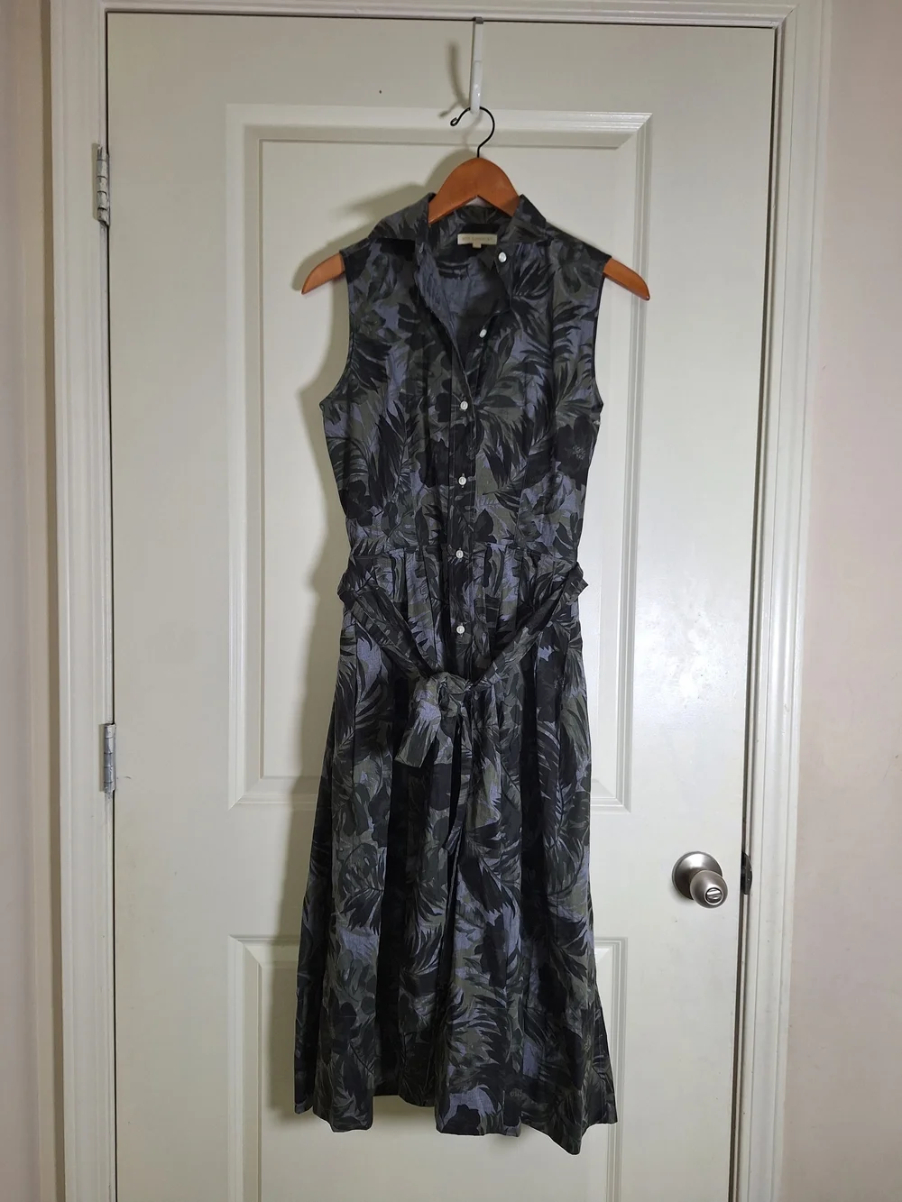 ANN MASHBURN Olive and Black Sleeveless Button-Front Midi Dress Size S - Picture 3 of 8